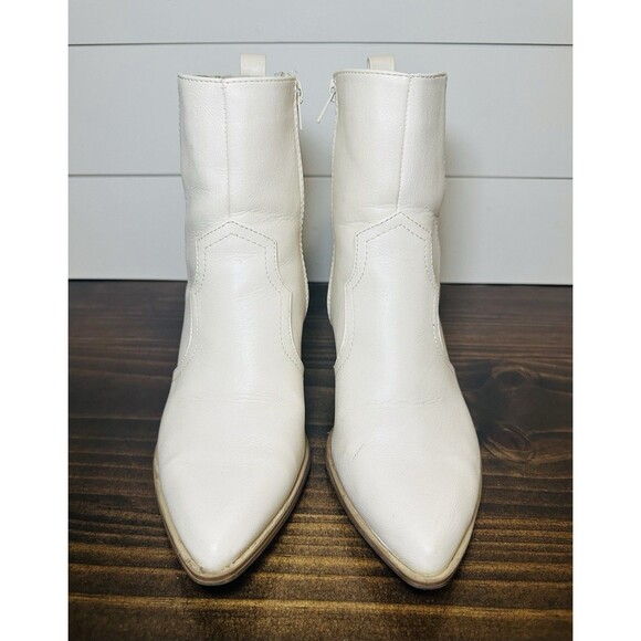Lulus Vancy Stone Pointed Toe Mid Calf Boots Cream White Western Women's 9 - Picture 5 of 15